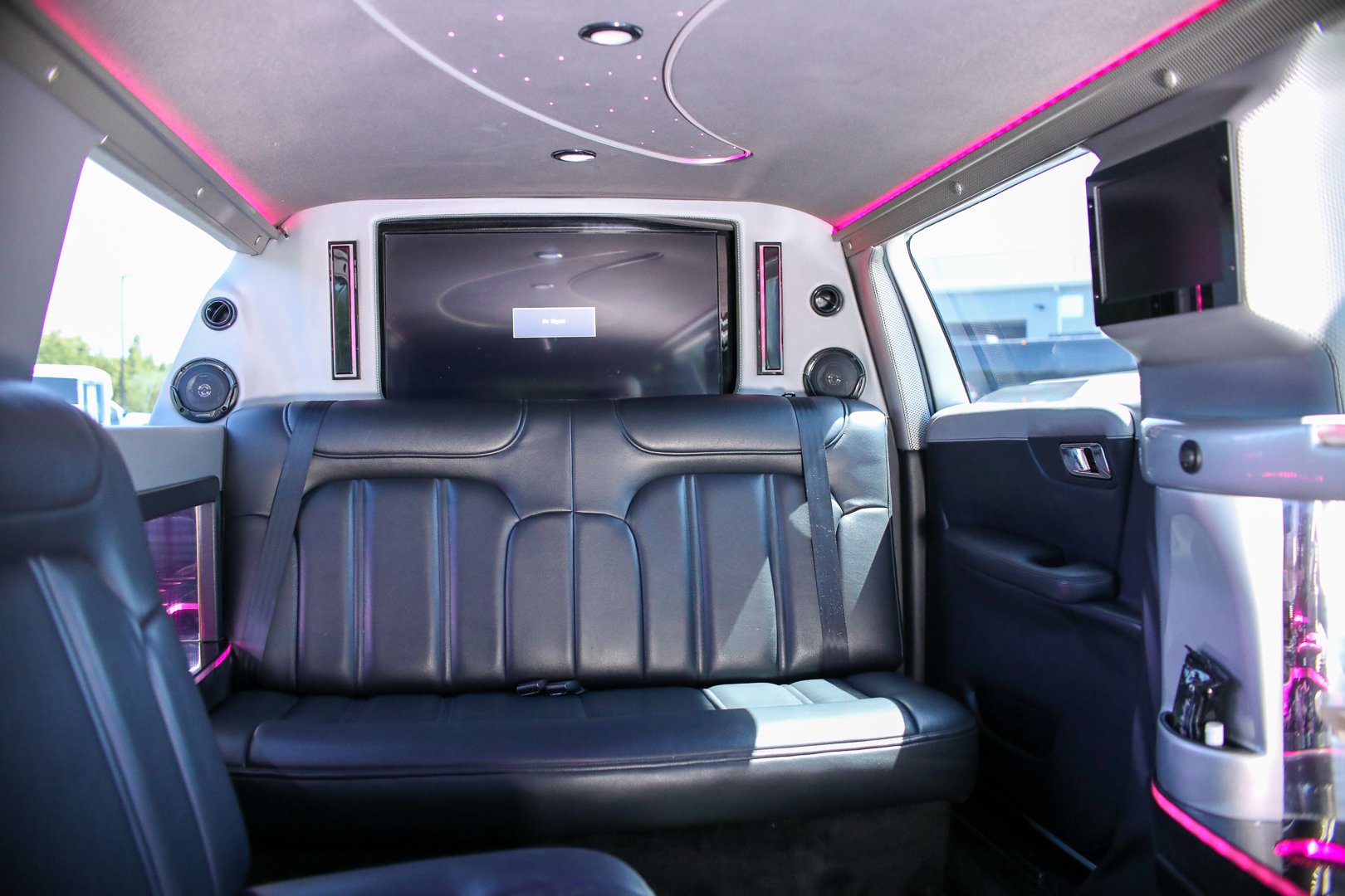 white stretch limo - interior pink 