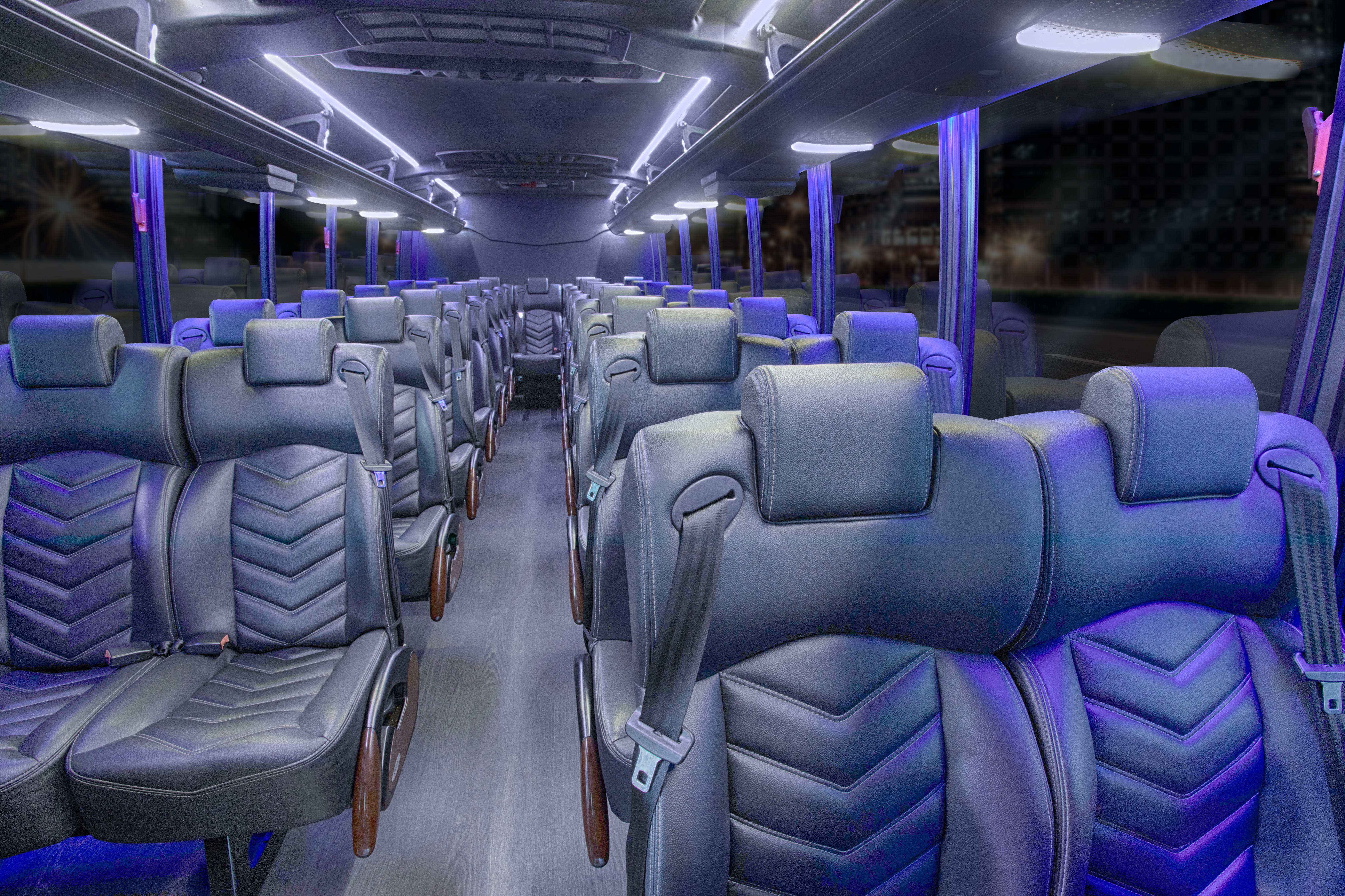 41 passenger interior seats with blue lights 1