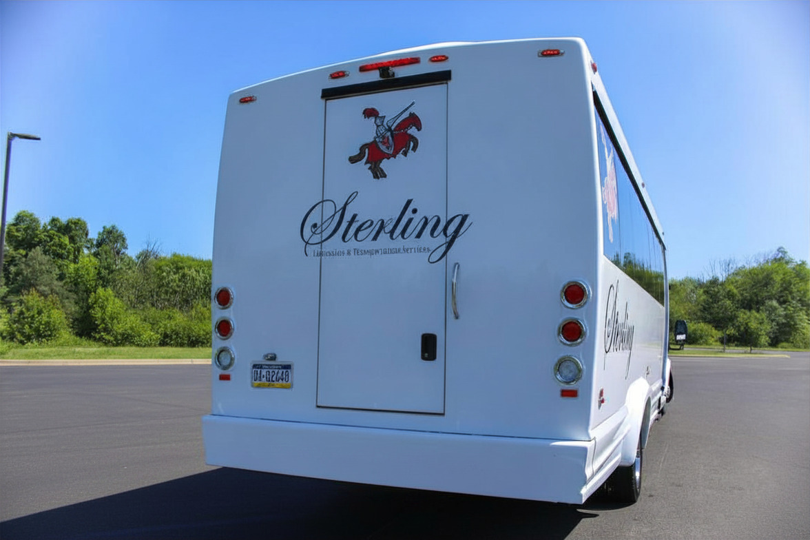 Rear fender of party bus for storage