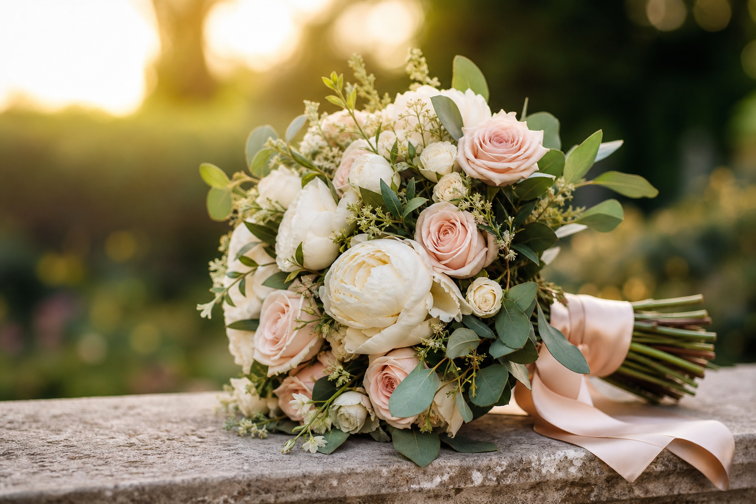 Wedding Florals in a Sunlit Garden