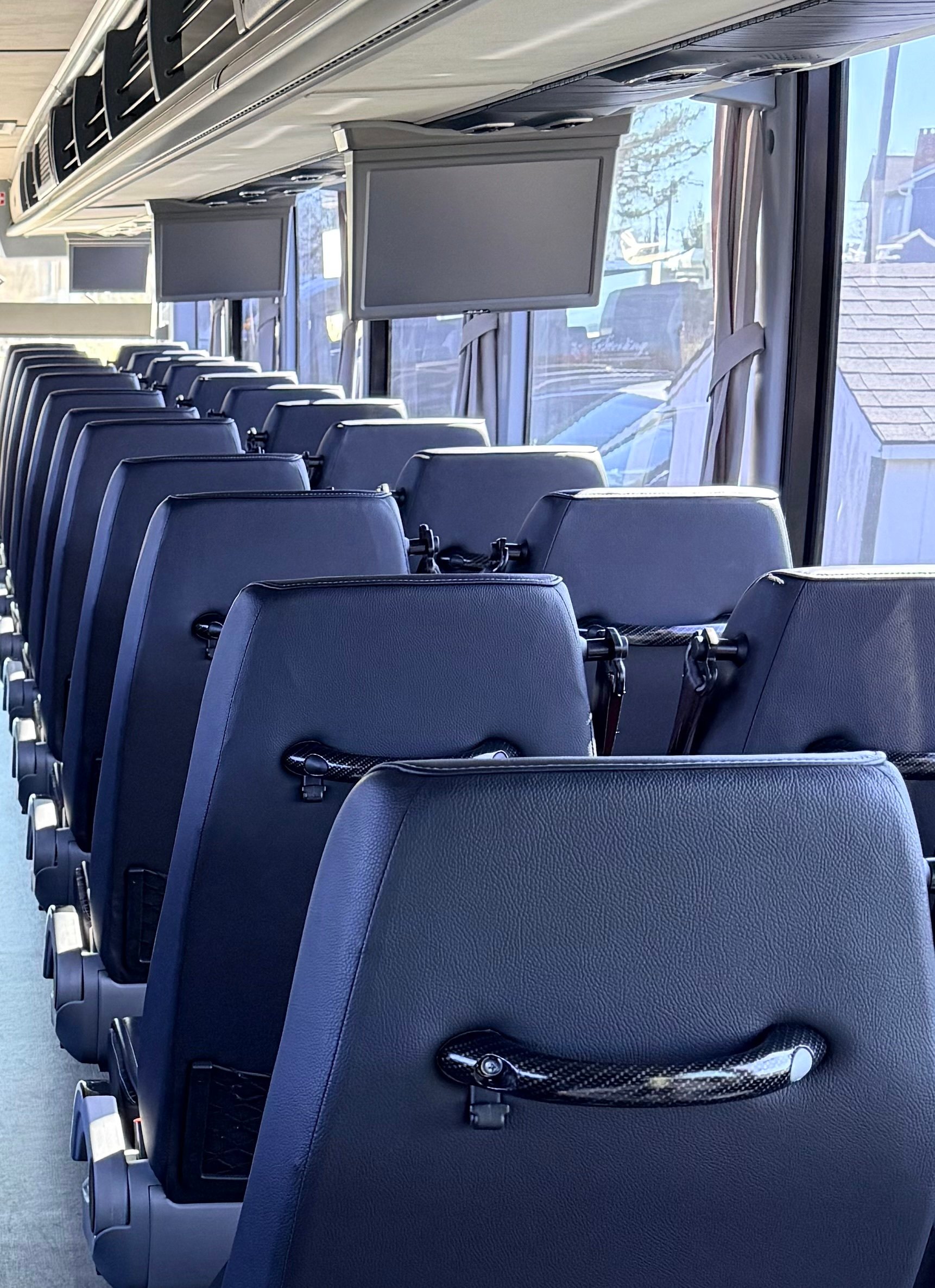 Glamour shot - seats and DVD interior motorcoach