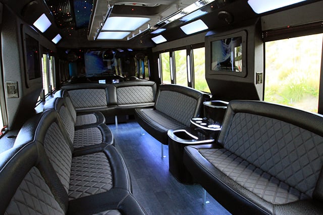 Interior of Sterling Limousine Party Bus for 26 Passenger