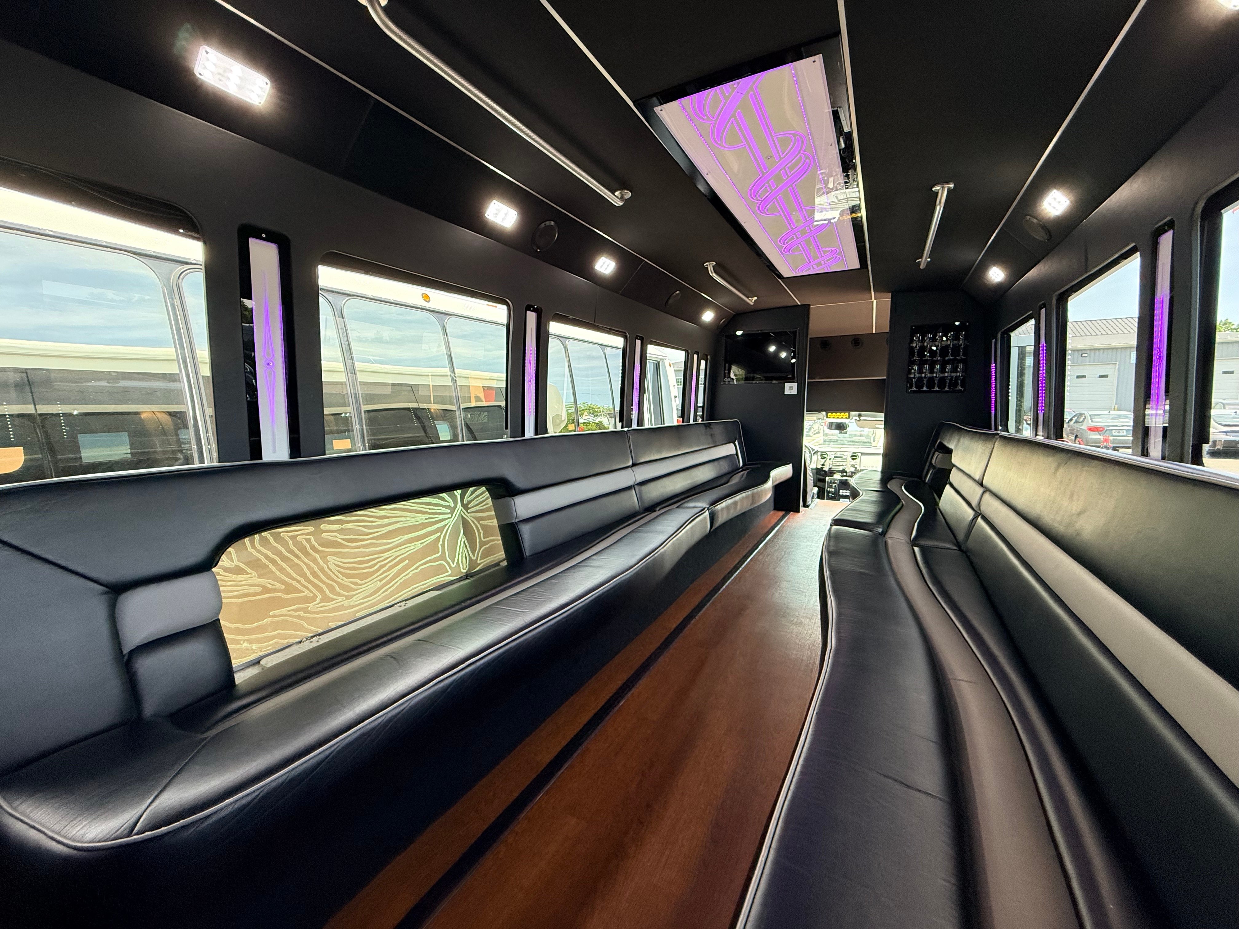 Limo Bus pink lighting interior