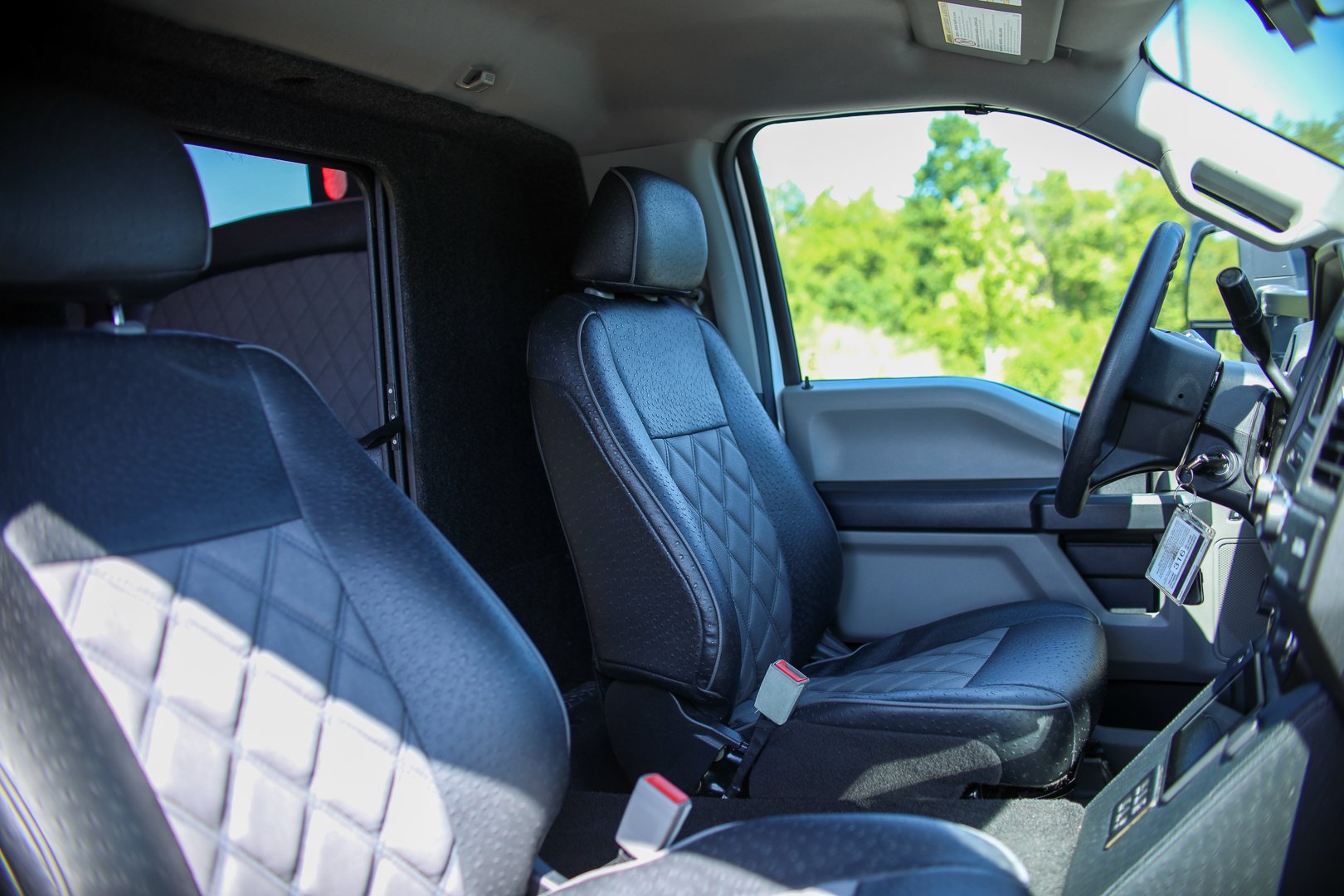 Interior front seating for driver of party bus