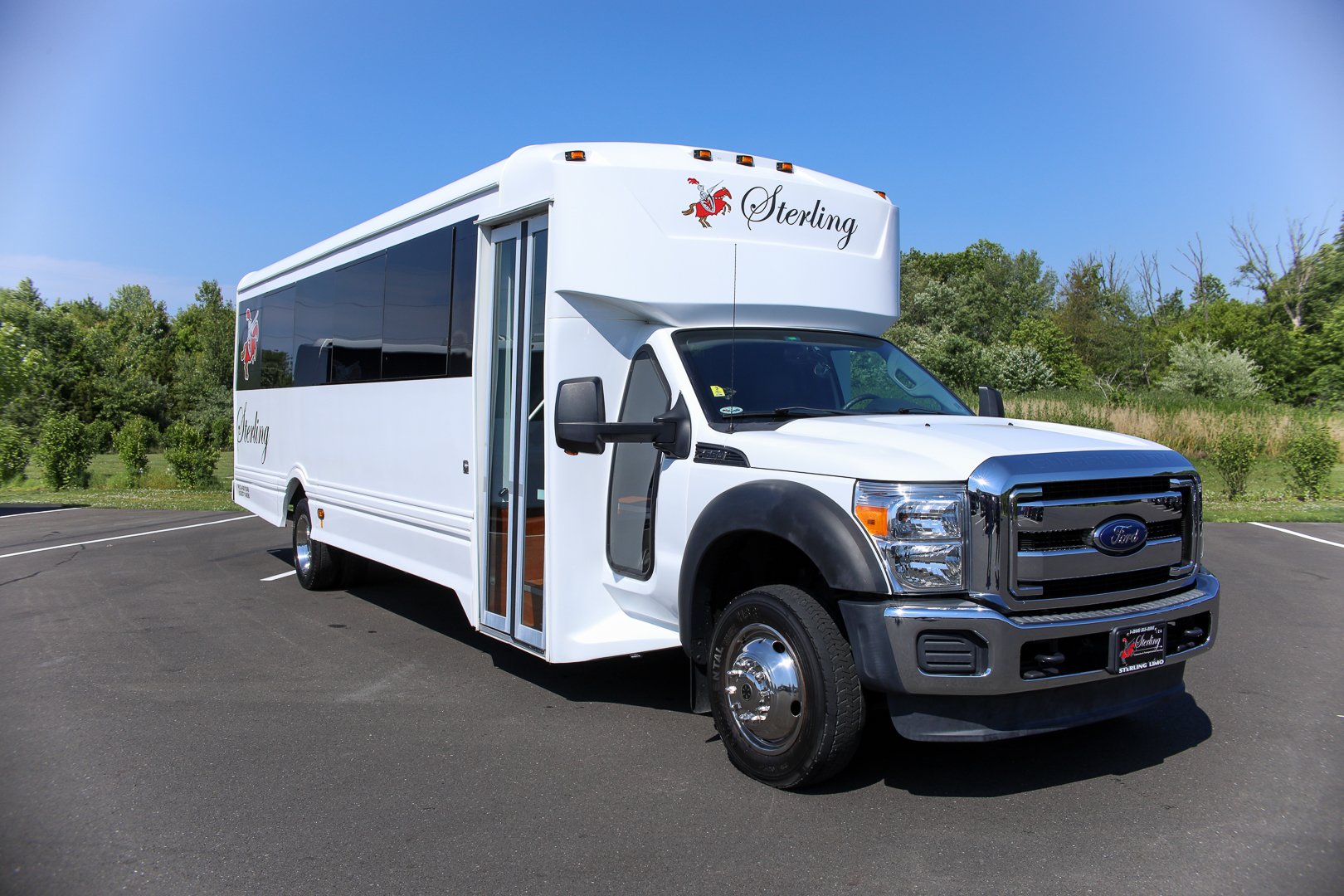 Right side view of Sterling's Limousine Party Bus