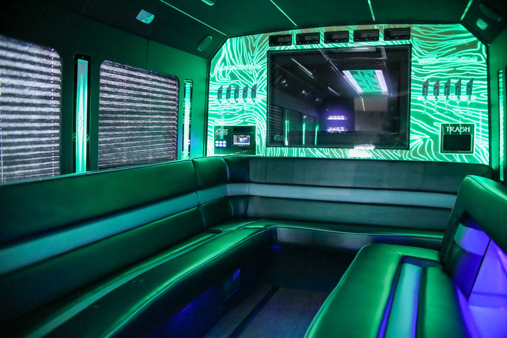 Sterling Limo Party Bus with Green Interior LED Lights