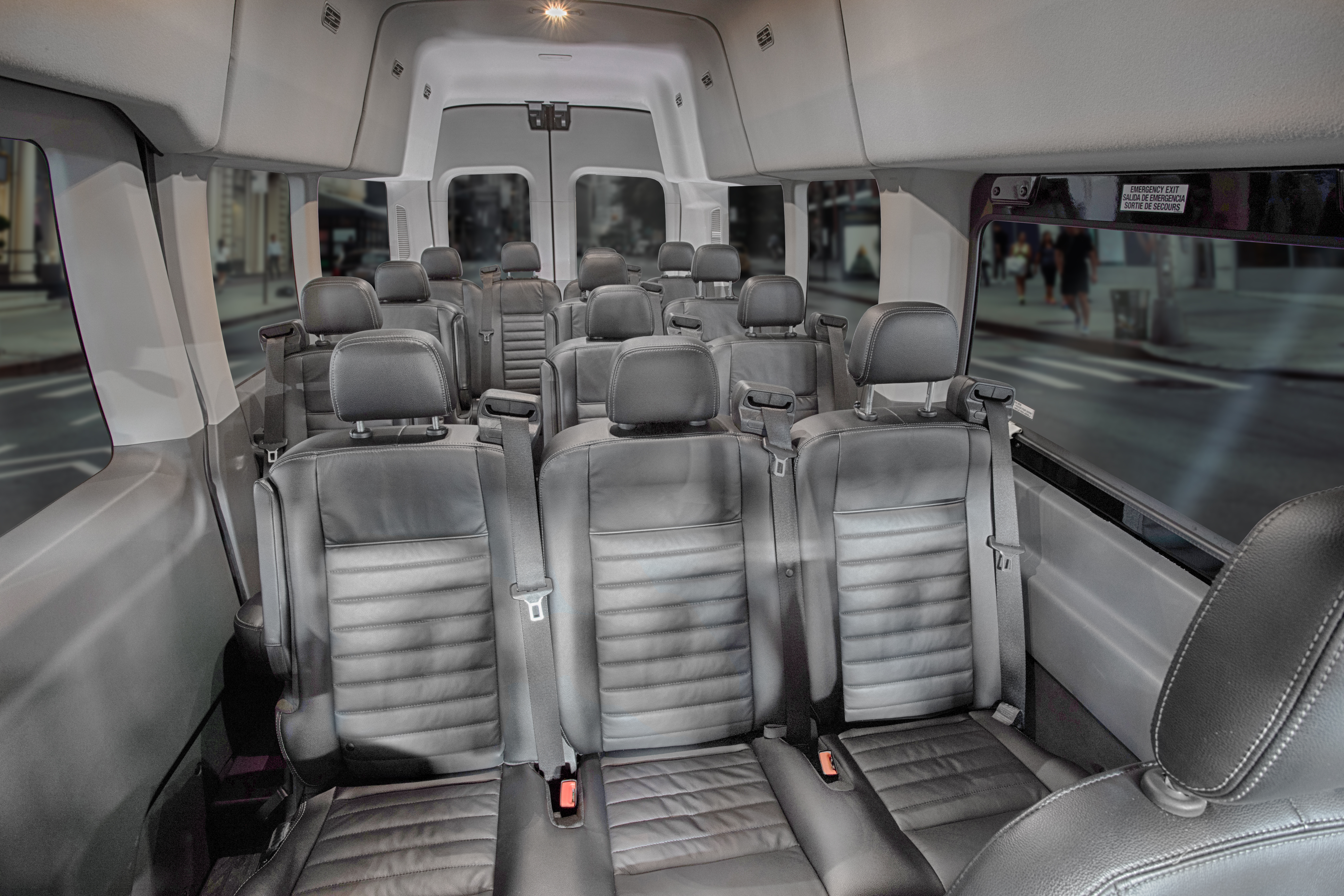 top view of seating in transit van