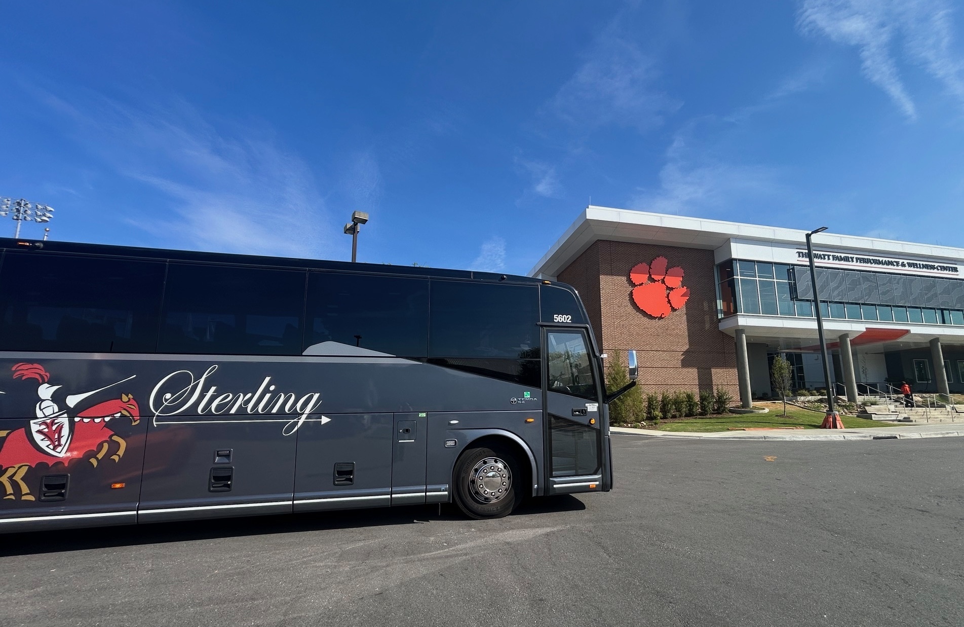 Sterling Limousine motorcoach at Clemson